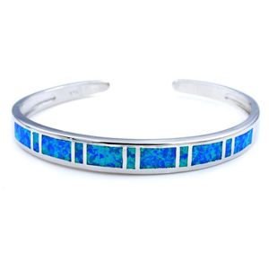 Whole & Retail Fashion Fine Blue Fire Opal Bangles 925 Silver Plated Jewelry For Women BNT18073102323G
