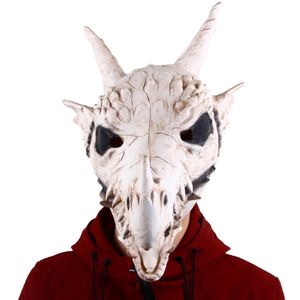 3D Dinosaur Dragon God Bone Mask Role Play Props Performance Capacete Raptor Movable Jaw Dragon Head Bone Latex Full Face Cover