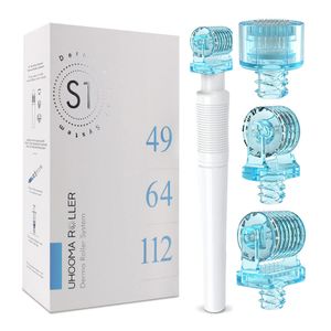 3in 1 Pistola per mesoterapia Derma Roller 49pin 64pin 112pin Testa a rullo Microneedle per il ringiovanimento della pelle Anti Acne Shrink Pore Face Lift Water Light Mesogun