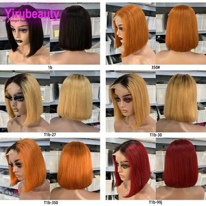 Двойные нарисованные китайские человеческие волосы 4x4 Bob Wig T1B/30 1B 4# P4/27 T1B/27 T1B/350 T1B/99J T4/27 OMBRE Color 10-14INCH