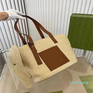 Designer -Beach Bag Casual large Capacity tote bag Wicker woven fashion tote bag Summer beach Straw woven bag Women's travel large basket purse