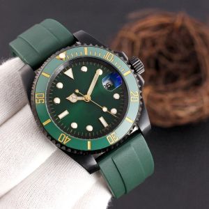 Mens es Movement Watch Automatic Mechanical Watches 40mm Sapphire Green Black Ceramic Bezel rostfritt stål Remvattentät