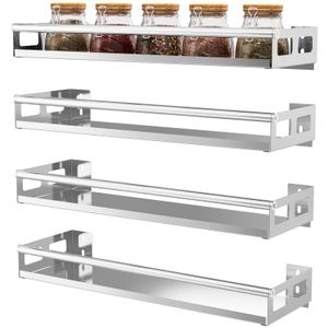 Dish Racks Spice Rack Wall Mount Kitchen Organizer Storage Shelf PunchFree Shelves Holder for Bathroom Household Items 230719