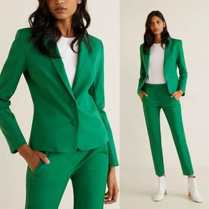 Terno Verde Mãe da Noiva 2 Peças Feminina Slim Fit Blazer Casaco Calças Negócios Formais Festa Prom Outfits2724