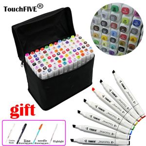 Touchfive 80 Renk Çift Head Markers Kalem Çizim Çizim Animasyon Copik İşaretçiler Sanatçı Manga Graphic Tabanlı 342C için Ayarla