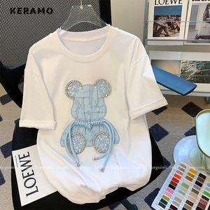 Women's T-Shirt Summer Casual Cartoon Print Round Neck Short Sleeve Loose T-Shirts Women's Fashion Oversized Y2K Patchwork Baggy Tees Tops 230720