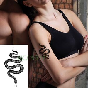 Autoadesivo del tatuaggio temporaneo impermeabile personalità del serpente nero strisciante creativo Flash Tatto Tatoo falso per ragazza Donna Uomo