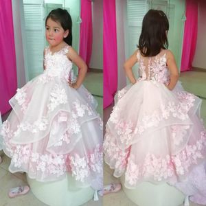 Милые розовые платья цветочниц для свадебных кружев