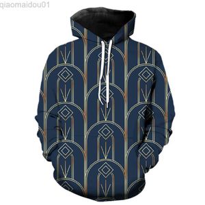 Herrtröjor tröjor abstrakt geometri mäns hoodies med huvjackor långärmad unisex tröjor 3d tryck cool 2022 heta försäljning roliga mode tops l230721