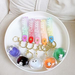 Acrylic floating panda doll keychain exquisite quicksand keychain bag pendant