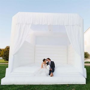 Mariage Commercial White Bounce House Uppblåsbar jumperstopp som studsar Castle Playhouse för bröllop327c