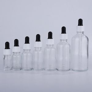 5-100 ml klart glas droppflaskor tomt glas e flytande flaskflaska med ögondroppar vit mössa kqnxv