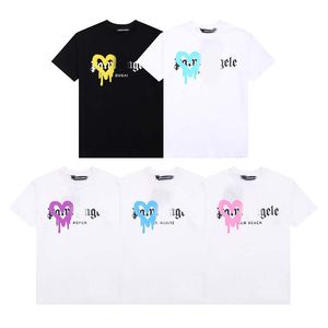 Designer PA T Shirt Luxury Brand Clothing Shirts Spray Heart Letter Cotton Short Sleeve Top Spring Summer Trend Mens Women Tees