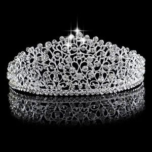 Splendido argento scintillante Big Wedding Diamante Pageant Diademi Fascia per capelli Corone da sposa in cristallo per gioielli per capelli da sposa Copricapo1972