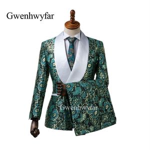 2018 Nouvelle Marque Élégante Châle Revers De Mariage Hommes Costume Fleur À Double Boutonnage Costumes De Mariage Pour Hommes Slim Fit Formelle Groom Wear T324N