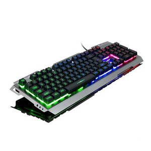 Teclados para jogos com fio USB Suporte de metal com iluminação de fundo Teclado multimídia Office Gamer para desktop Laptop Mechanical Touch 236c