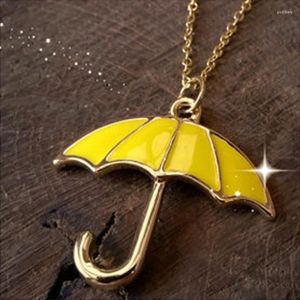 Colares com Pingente Colar de Filme Clássico How I Met Your Mother Guarda-chuva Amarelo Pingente Gargantilha Para Mulheres Jóias Presente Atacado