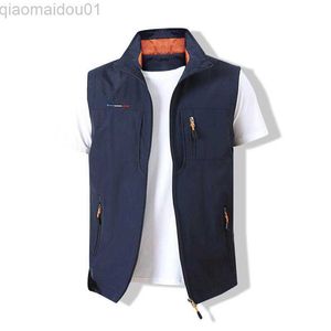 Men's Jackets Men Waistcoat Jackets Vest 2022 Spring New Solid Color Stand Collar Climbing Hiking Work Sleeveless with Pocket M-6Xl Brand Sale L230721