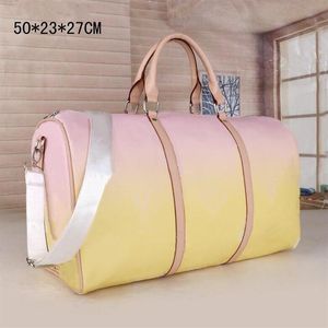 50 cm moda de luxo bolsa de viagem masculina feminina bolsas duffle designer de marca bolsas de bagagem de couro pu bolsa esportiva de grande capacidade307n