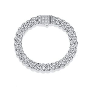 Bangle Cuban Armband för män Round Cut D Color Diamond 100 925 Silver Hip Hop Link Chain Luxury Fine Jewelry 230721