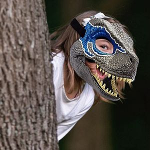 Drachen-Dinosaurier-Maske, Latex, Horror-Kopfbedeckung, Halloween-Party, Cosplay, Kostüm, Angstmaske, kann den Mund bewegen, Stressabbau-Spielzeug