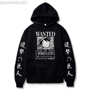 Men's Hoodies Sweatshirts 2023 New est Japan Cartoon One P-Pieces Luffy Hoodie Men/women Anime Attack on Titan Hoodies Pullover Streetwear Sweatshirts L230721