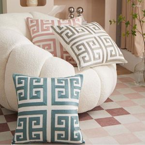 Pillow Pink Gray Blue Geometric Decorative Pillows Nordic Style Embroidery Cover Home Office Bed Sofa Chair Headrest Pillowcase