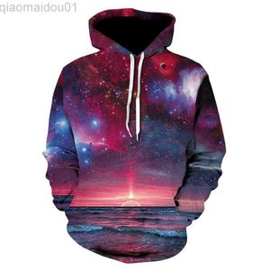 Herrtröjor tröjor mode design utrymme galaxy ocean höst 3d hoodies män/kvinnor tröja hoody outwear högkvalitativa män huvtröjor l230721