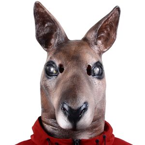 Halloween Donkey Head Cosplay Mask Latex Animal Kangaroo Zoo Props Party Festival Costume Ball Mask Theater Masquerade Accessor