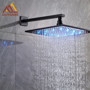 Wall & Ceiling Mount 16 Inch Square LED Rainfall Shower Head Plumbing Fixtures Without Shower Arm Oil Rubbed Bronze2552