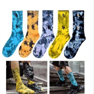 Design wholesale men's and women's socks CL sport 5 color tie dye pure cotton socks