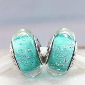 925 Sterling Silver Thread Lampwork Ariel's Signature Color Fluorescent Murano Glass Bead Fit European Style Charm Jewelry 304V