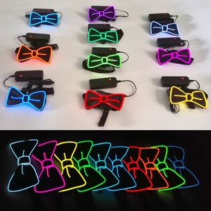 Bastões de luz LED brilhantes masculinos femininos gravata borboleta festa néon ventilador luminoso no aniversário música boate cosplay traje decoração acessórios 230721