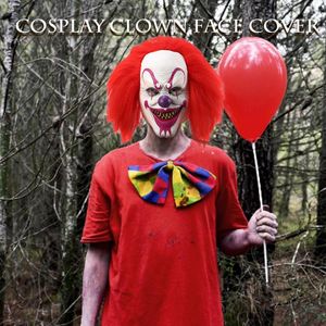 Maschera di Halloween Horror Latex Clown Face Cover Halloween Cosplay Party Demone per adulti Puntelli Copricapo Spaventoso Volto sorridente