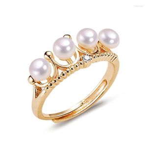 Eheringe MeiBaPJ 4-5mm natürliche halbrunde weiße Perlen Multi Bead Crown Ring Feine Mode Hochzeiten Schmuck für Frauen Großhandel