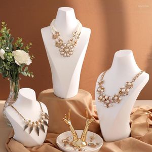 Jewelry Pouches Resine Necklace Stand Organizer Display Bust Mannequine Jewellry Holder Jewellery Case Holders Rack Prop White