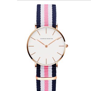 36MM Simple Womens Watches Accurate Quartz Ladies Watch Comfortable Leather Strap or Nylon Band Students Wristwatches Casual Style260s