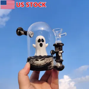 Ciotola in vetro per pipa da fumo in silicone con bottiglia ciclica da 5 pollici Ghost Hookah Bong con confezione regalo