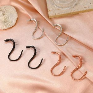 Stud Earrings Punk Style Creative Snake Shape Silver Color For Women Animal Gothic Vintage Jewelry