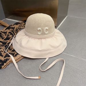 Летние женщины -ковша дизайнер шляпы широкий кольцо солнечная сеть для женщины складная вязаная вязаная шляпа соломенная шляпа на открытая пляжная солнцезащитная шапка