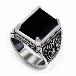 Shunxunze Fashion Engagement Wedding Black Agate 925 Sterling Silver Finger Rings Jewelry Accesories for Men S-3810サイズ7 8 9 10 248o