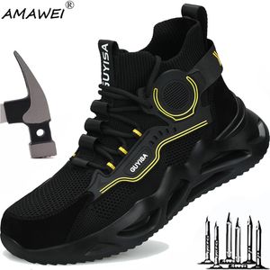 Safety Shoes AMAWEI Work Portable Safety Shoes Men Lightweight Boots Indestructible Sneakers Breathable Protective Steel Toe Cushioned Boots 230720