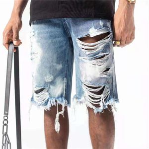 21S Luxurys Designer Mens Short Jeans Summer Classic Pink Stripe Am-jeans Printing Fluorescente Denim Fashion Hole Tear Design Top 2863