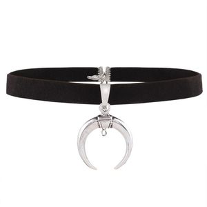 Läder vintage månhalsband mardröm före jul sjöman måne hip hop smycken sammet halsband punk gothic233y