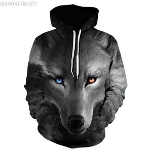 Men's Hoodies Sweatshirts 2023 New 3D Printing Men's and Women's Children's Pullo Domineering Cold and Fierce Handsome Wild Wolf Print Casual Style Hoodie L230721