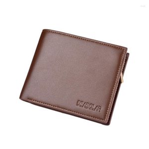 Wallets Modern And Simple Men's Casual PU Short Wallet Business Multi-Card Zipper Coin Purse Tri-fold