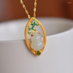 Pendant Necklaces Ancient S925 Sterling Silver Inlaid Gourd Enamel Super Elegant Little Fairy Birthday Gift High-End Style