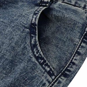 Jeans masculino Calça jeans elástica rasgada rasgada slim fit com bolso