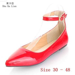 Sapatos sociais para mulheres Sapatos sem cadarço Mocassins Menina Ballet Sapatilhas Mulheres Sapatos finos pontiagudos Sugira a compra de um tamanho maior Plus Size 30 - 48 L230721