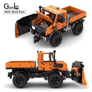 Action Toy Figures Technical Series MOC Building Block Truck Model Unimog U1400 Snöplog DIY Bricks Toys Montera kreativa gåvor 230721